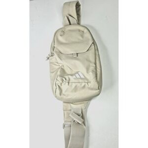 adidas Essentials 3 Sling Crossbody Bag with Carabiner and Multi-Pocket Beige